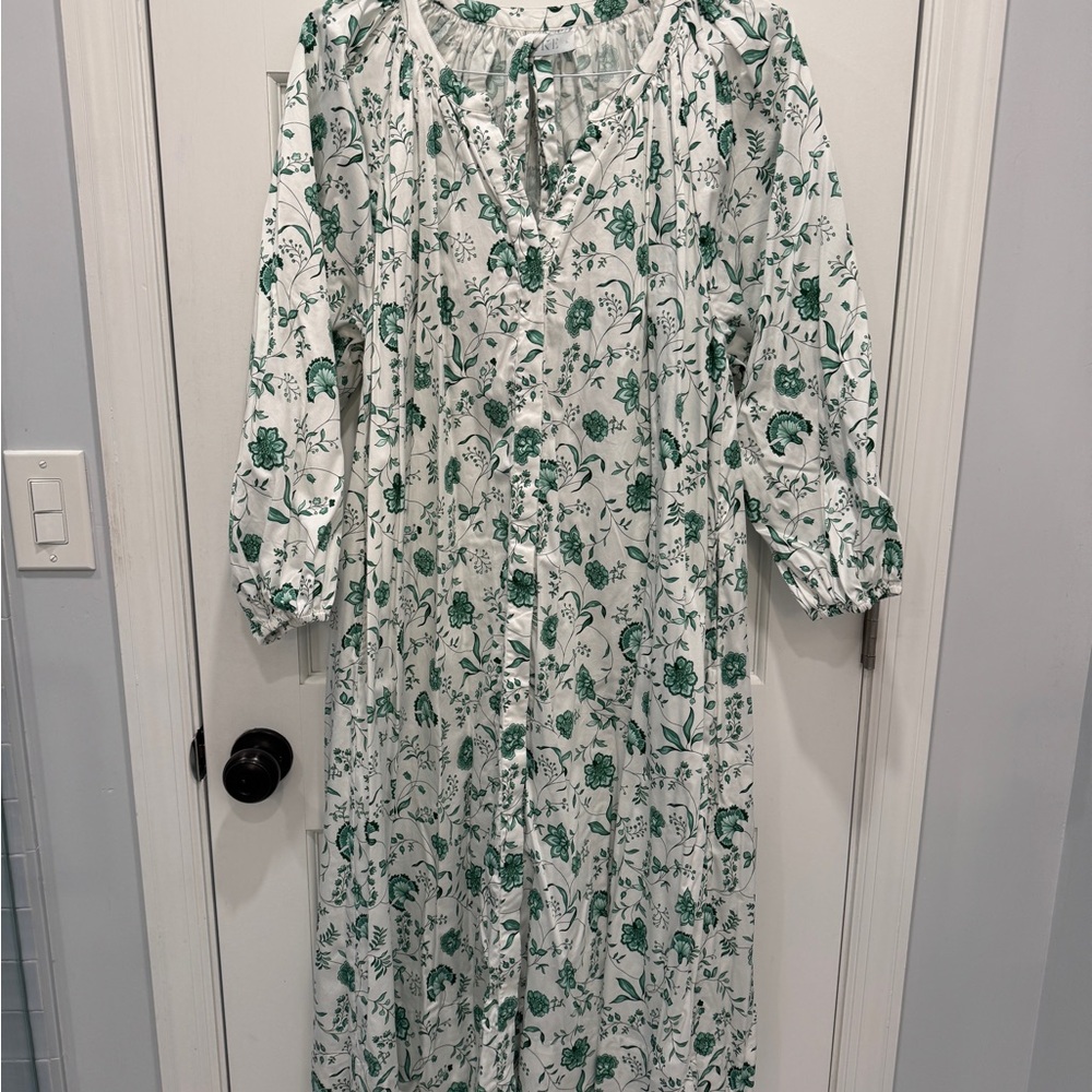 Floral Green and White Maxi Dress